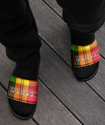 Unapologetically Crucian Madras Men’s slides